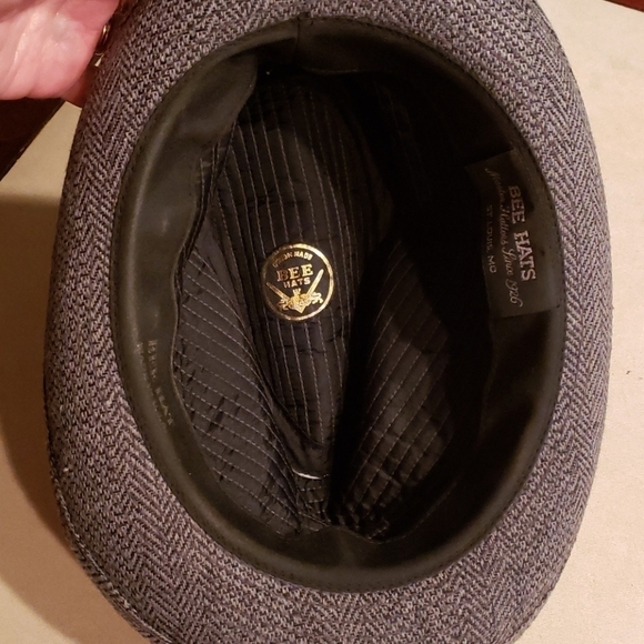 BEE Hats USA Fedora Wool Herringbone Black & Grey - Picture 7 of 9